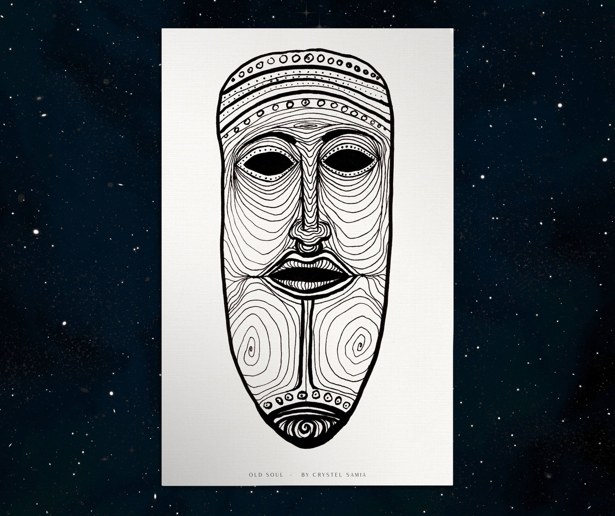Old Soul - Ink on Paper | Limited Prints from Original Hand - Drawn | Canvas Paper Print - Crystel Samia Universe - Art Print -