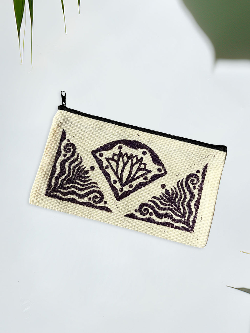 One-of-a-Kind Lino-Printed Linen Pouches - Purple Patterns