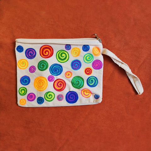 Candy - Hand Painted Zipper Pouch - linen bag, purse - Crystel Samia Universe