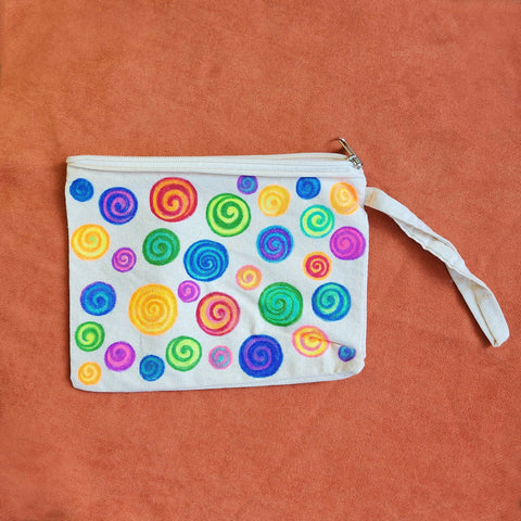 Candy - Hand Painted Zipper Pouch - linen bag, purse - Crystel Samia Universe