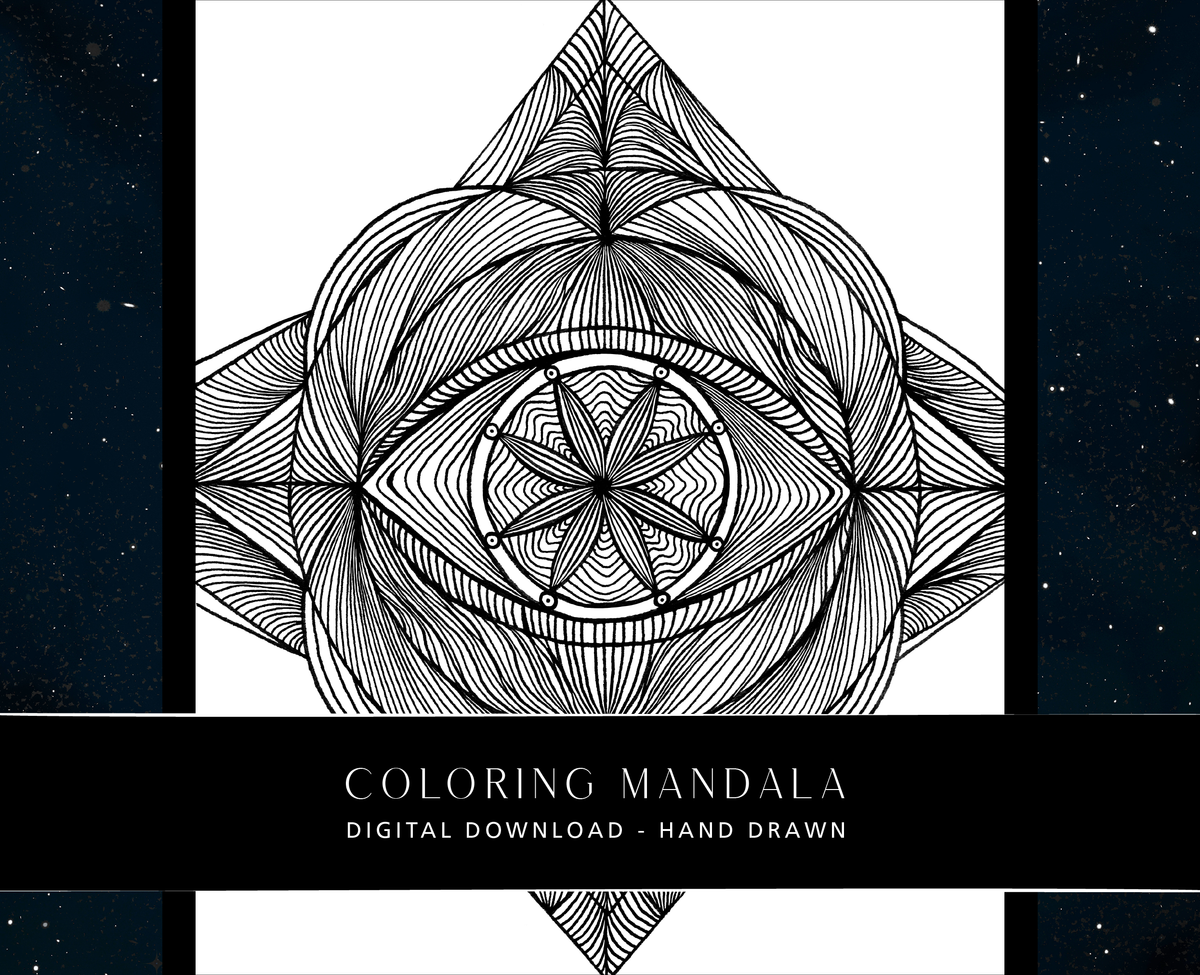 Mandala artwork for Coloring, Hand-drawn by Crsytel Samia | Instant download | Printable | Line art - Crystel Samia Universe