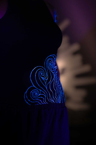 Black I-Shirt  – Blue Neon Line Art (One of a Kind) - Crystel Samia Universe