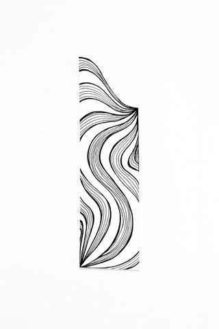 Bookmark wavy line Art patterns organic handmade hand-painted Black and White in a book