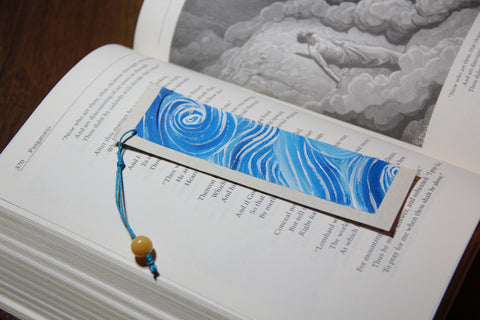 Two complementary bookmarks hand painted acrylic waves spirals amber couples friends gifts