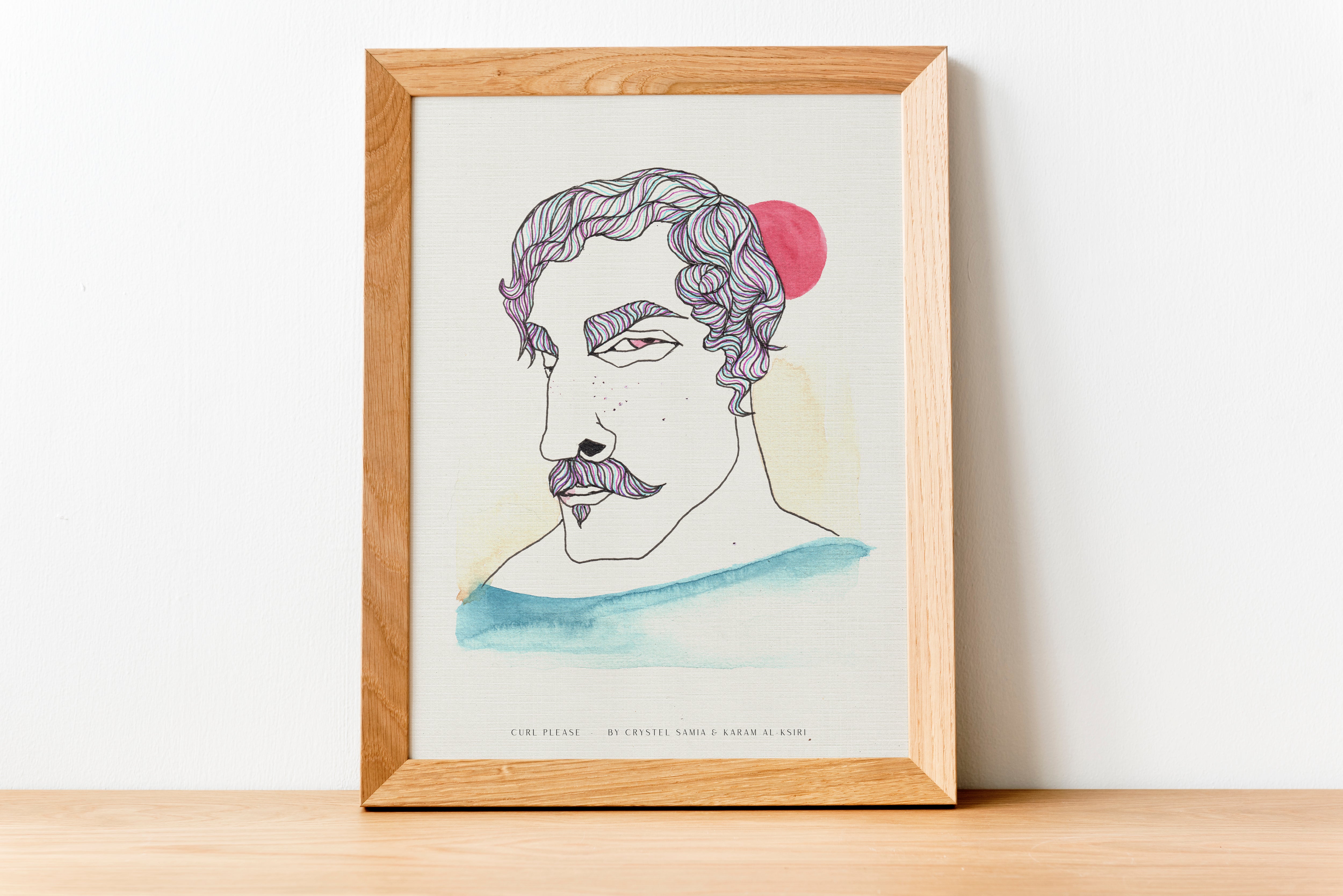 Curl Please: Limited Print from Original Hand-Painted Watercolor Ink Artwork Signed by Artist and Numbered Art Print on High Quality Canvas Paper preserved in a Craft Tube