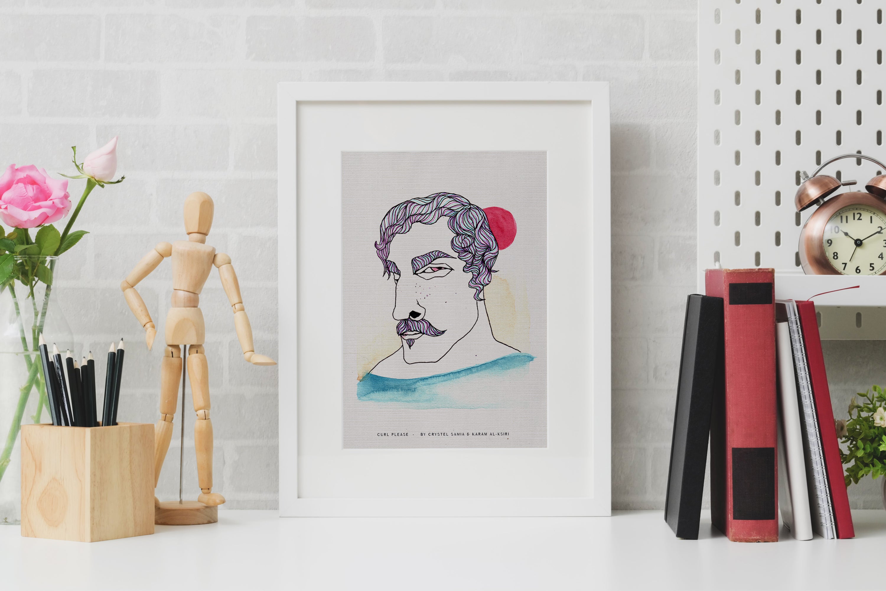 Curl Please: Limited Print from Original Hand-Painted Watercolor Ink Artwork Signed by Artist and Numbered Art Print on High Quality Canvas Paper preserved in a Craft Tube