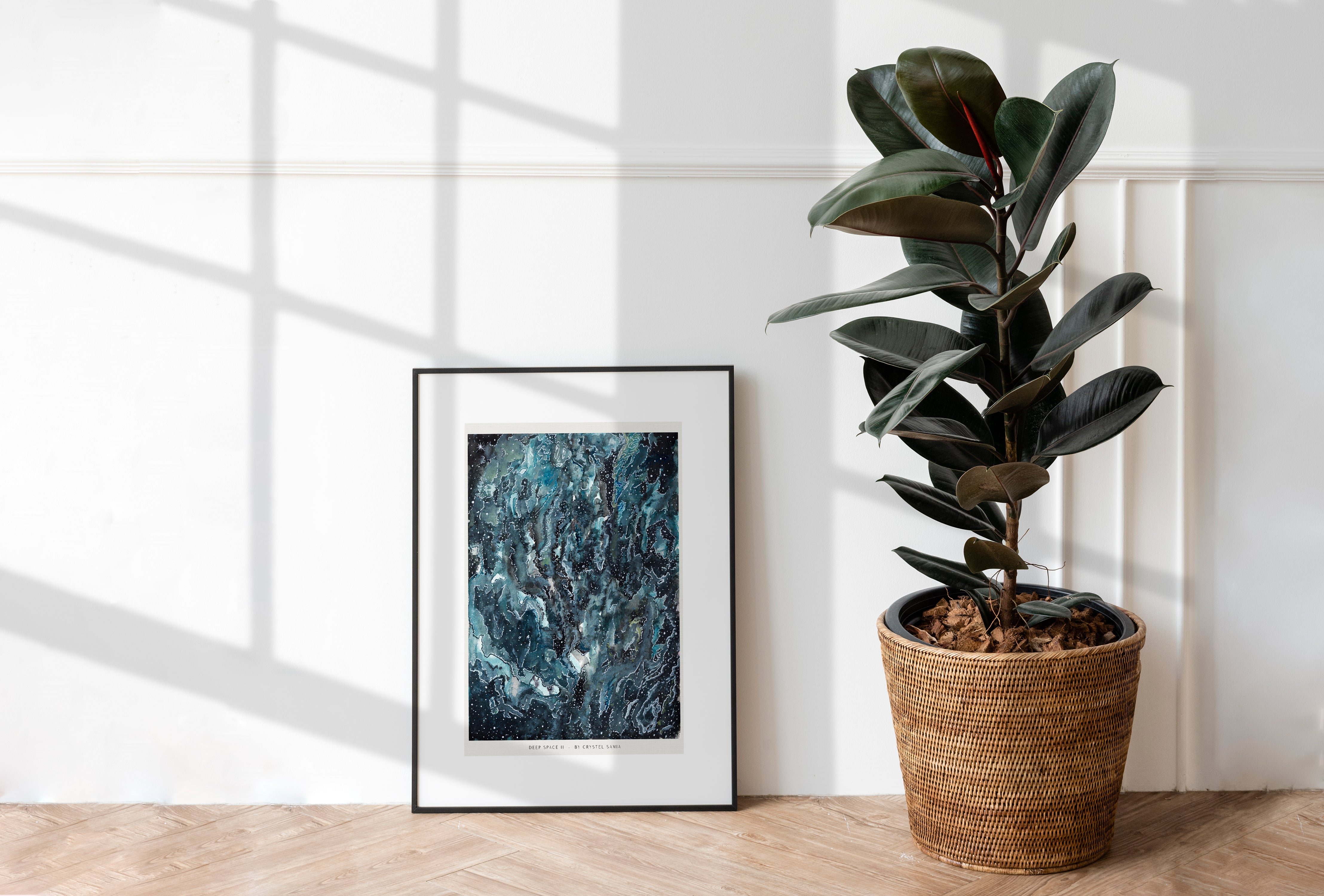 "Deep Space II" Art Print two Artwork line Art patterns colorful Signed by Artist organic visionary home decoration wall hangings watercolor ink Space scene