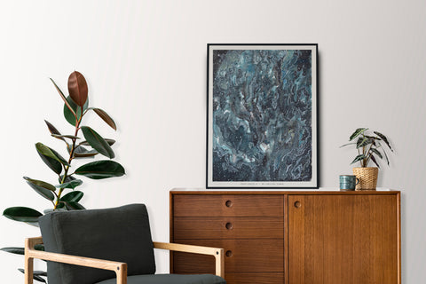 "Deep Space II" Art Print two Artwork line Art patterns colorful Signed by Artist organic visionary home decoration wall hangings watercolor ink Space scene