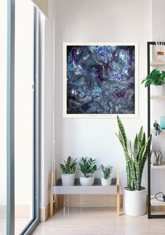 "Deep Space I" Art Print two Artwork line Art patterns colorful Signed by Artist organic visionary home decoration wall hangings watercolor ink Space scene