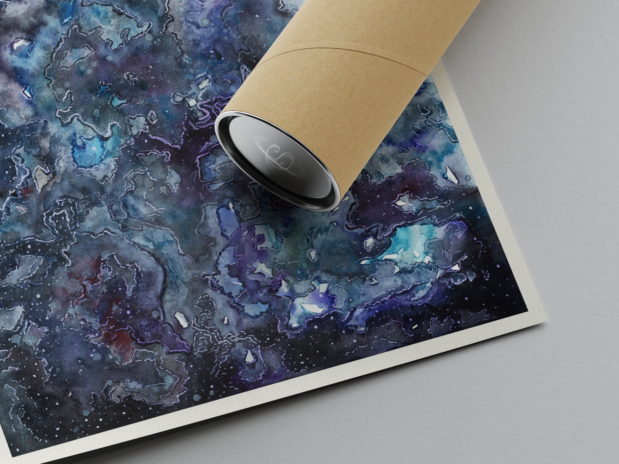 "Deep Space I" Art Print two Artwork line Art patterns colorful Signed by Artist organic visionary home decoration wall hangings watercolor ink Space scene