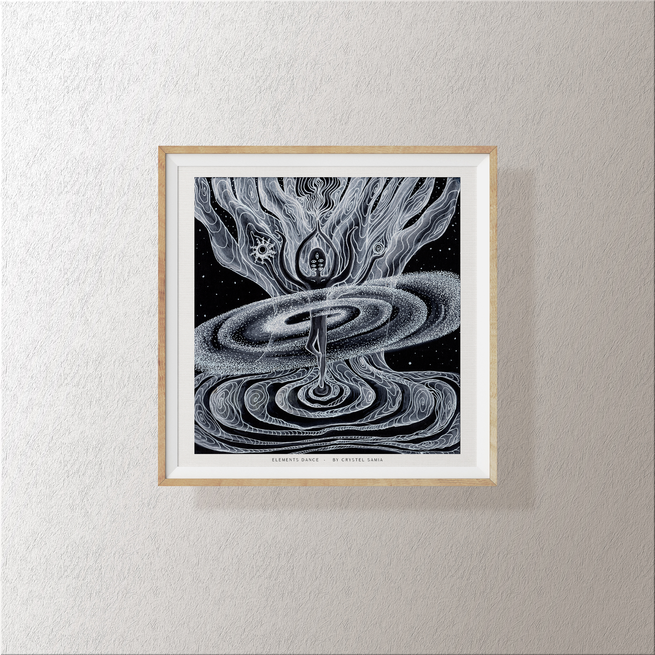 "Elements Dance" Art Print Artwork line Art patterns colorful Signed by Artist organic visionary home decoration wall hangings Watercolor and Ink black and white