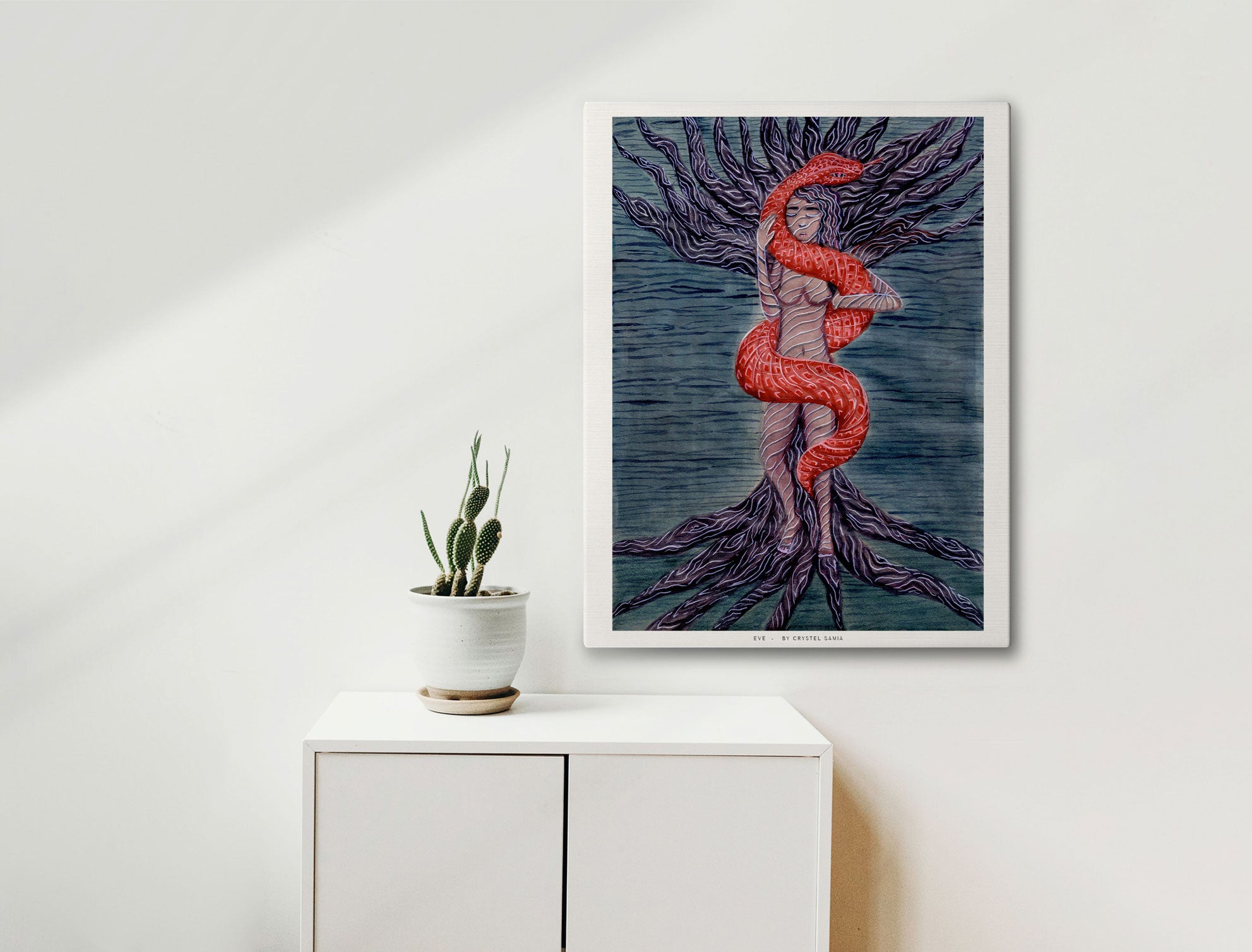 "Eve" Art Print Artwork line Art patterns colorful Signed by Artist organic visionary home decoration wall hangings Watercolor and Ink nature