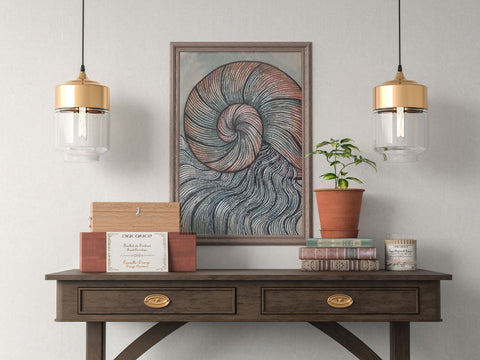 "Flow with the waves" limited Art Print Artwork line Art patterns colorful Signed by Artist organic visionary home decoration wall hangings watercolor and ink