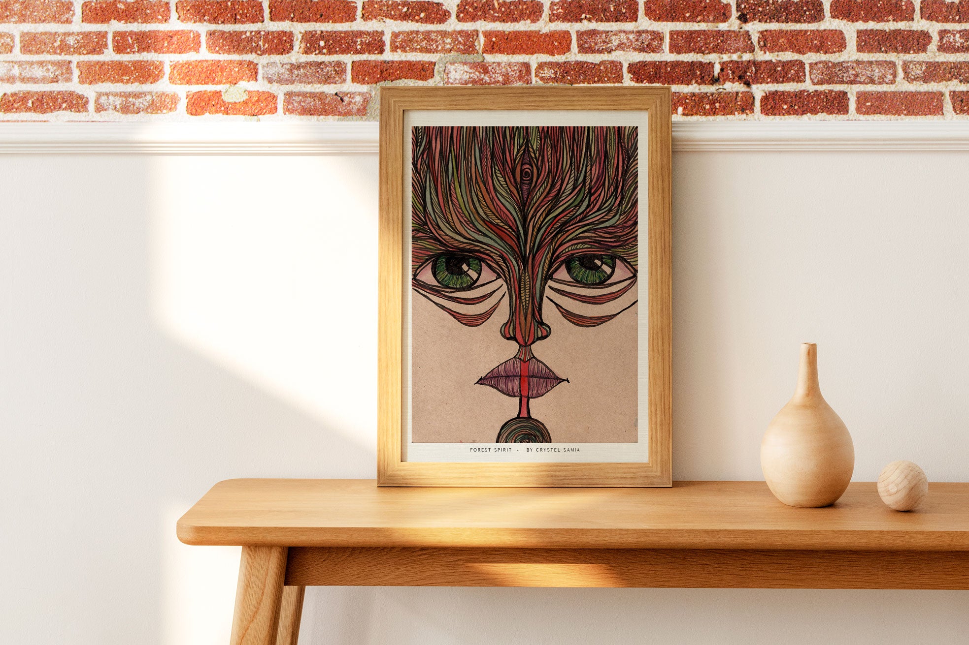 "Forest Spirit" limited Art Print Artwork line Art patterns colorful Signed by Artist organic visionary home decoration wall hangings watercolor and ink third eye