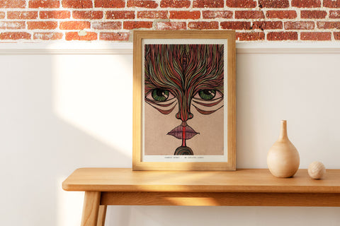 "Forest Spirit" limited Art Print Artwork line Art patterns colorful Signed by Artist organic visionary home decoration wall hangings watercolor and ink third eye