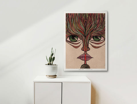 "Forest Spirit" limited Art Print Artwork line Art patterns colorful Signed by Artist organic visionary home decoration wall hangings watercolor and ink third eye