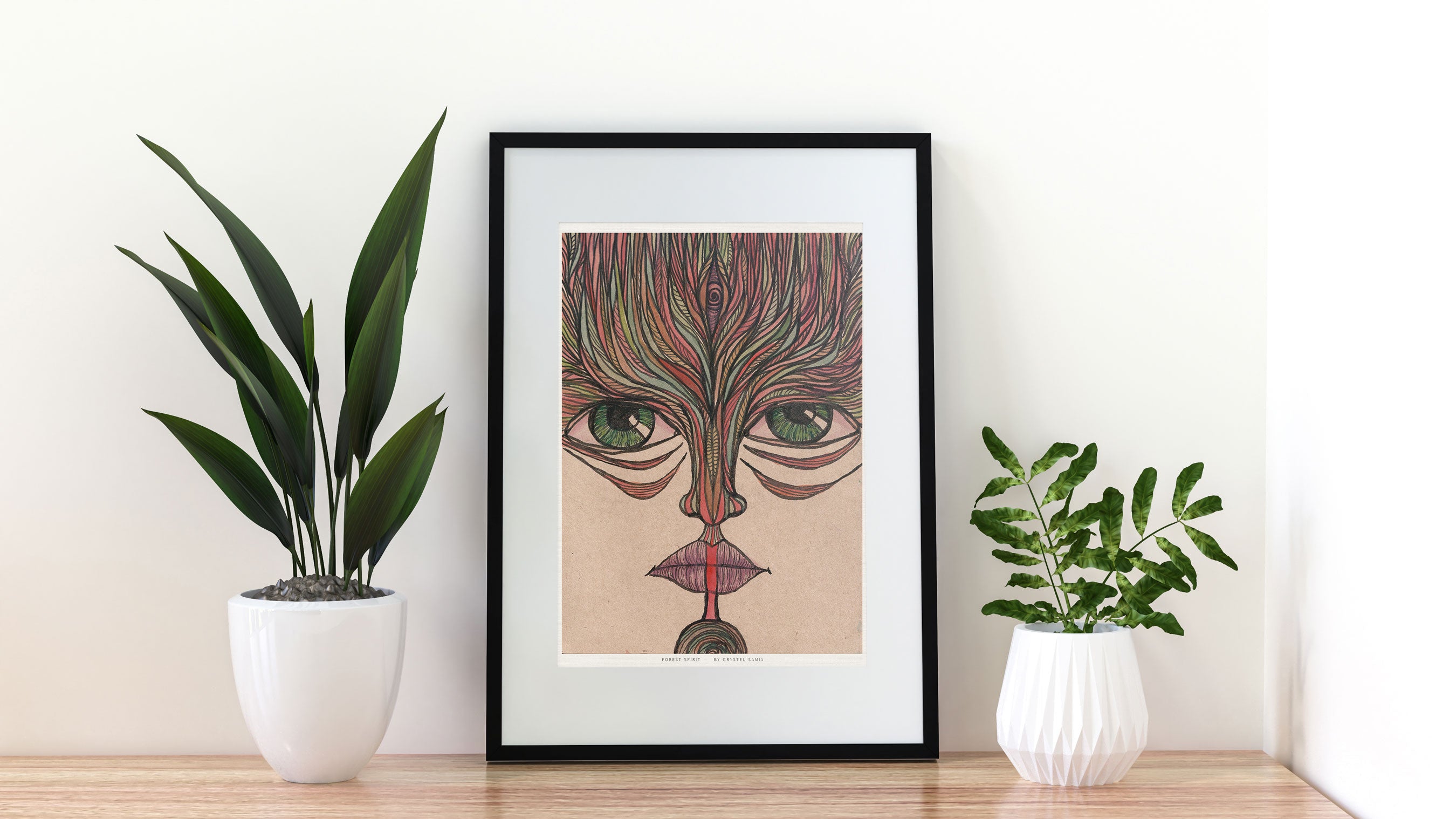 "Forest Spirit" limited Art Print Artwork line Art patterns colorful Signed by Artist organic visionary home decoration wall hangings watercolor and ink third eye