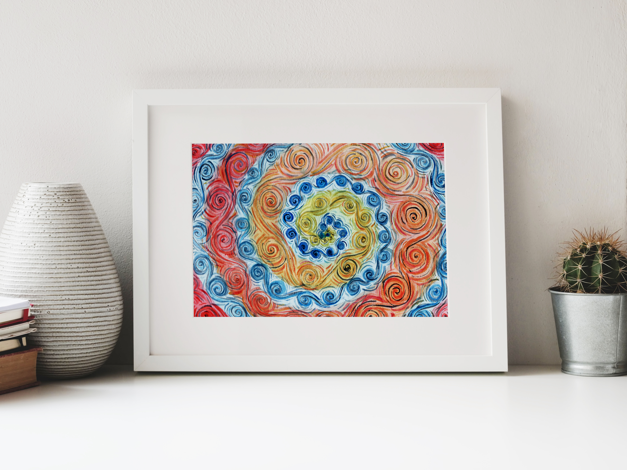 "Hold My Hand" limited Art Print Artwork line Art patterns colorful Signed by Artist organic visionary home decoration wall hangings watercolor from original