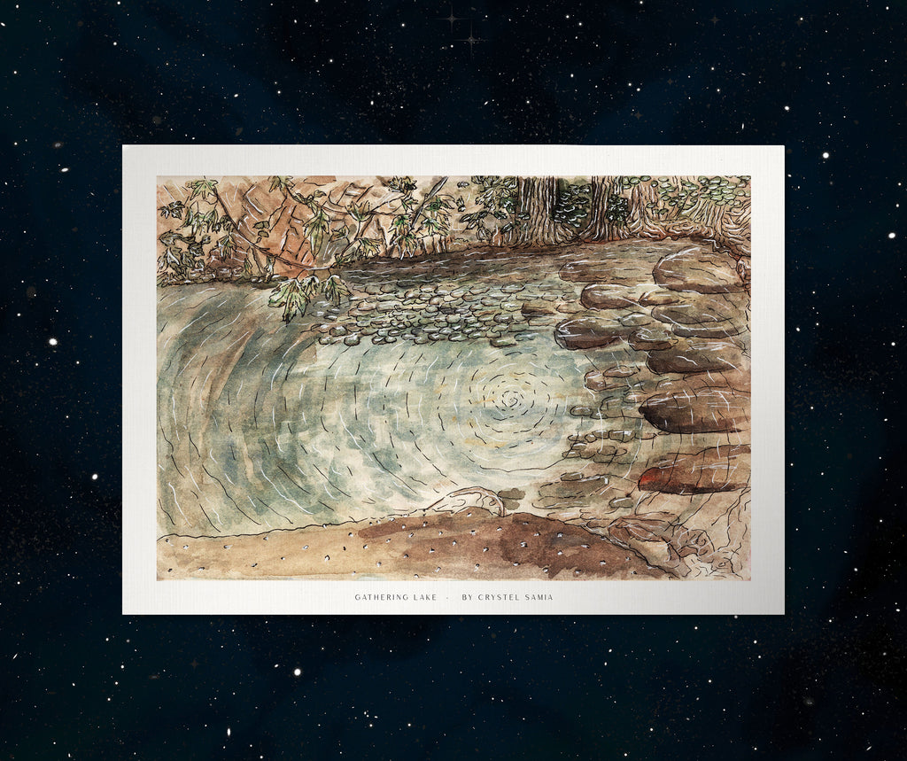 "Gathering Lake" limited Art Print Artwork line Art patterns colorful Signed by Artist organic visionary home decoration wall hangings watercolor and ink