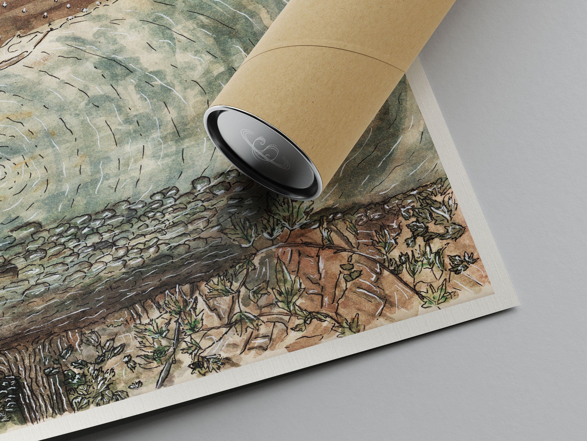 "Gathering Lake" limited Art Print Artwork line Art patterns colorful Signed by Artist organic visionary home decoration wall hangings watercolor and ink