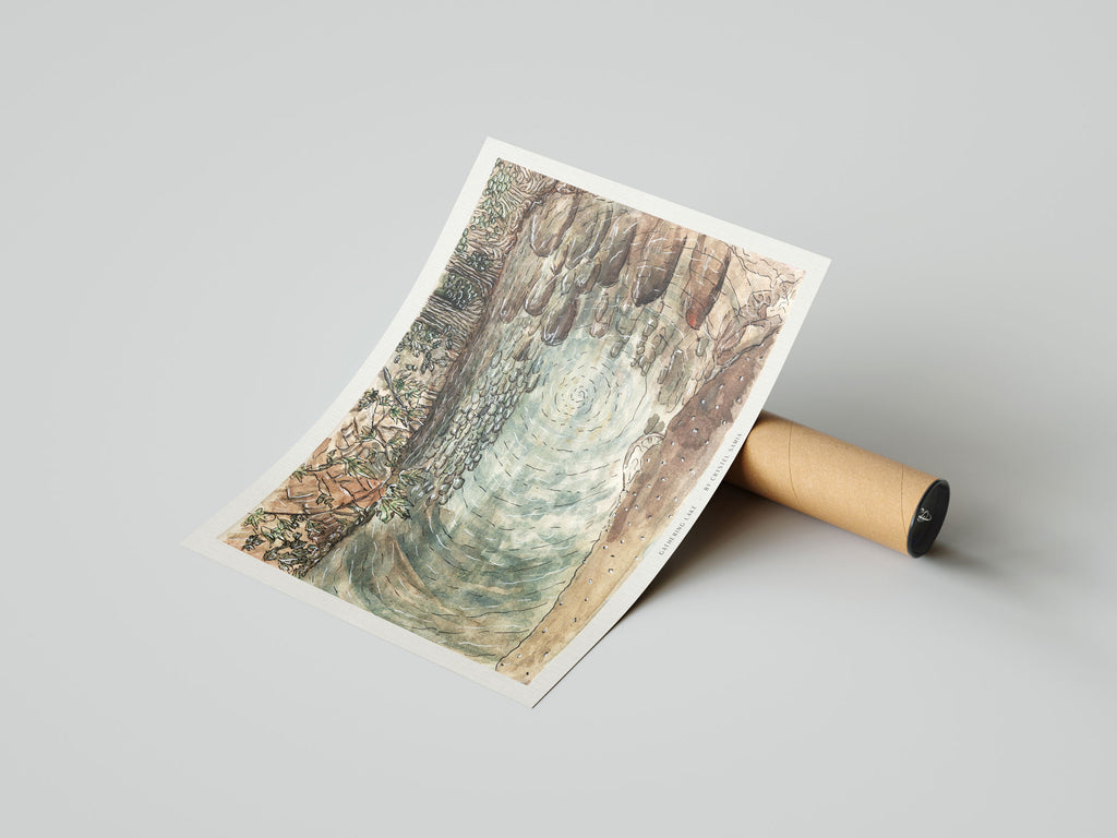 "Gathering Lake" limited Art Print Artwork line Art patterns colorful Signed by Artist organic visionary home decoration wall hangings watercolor and ink