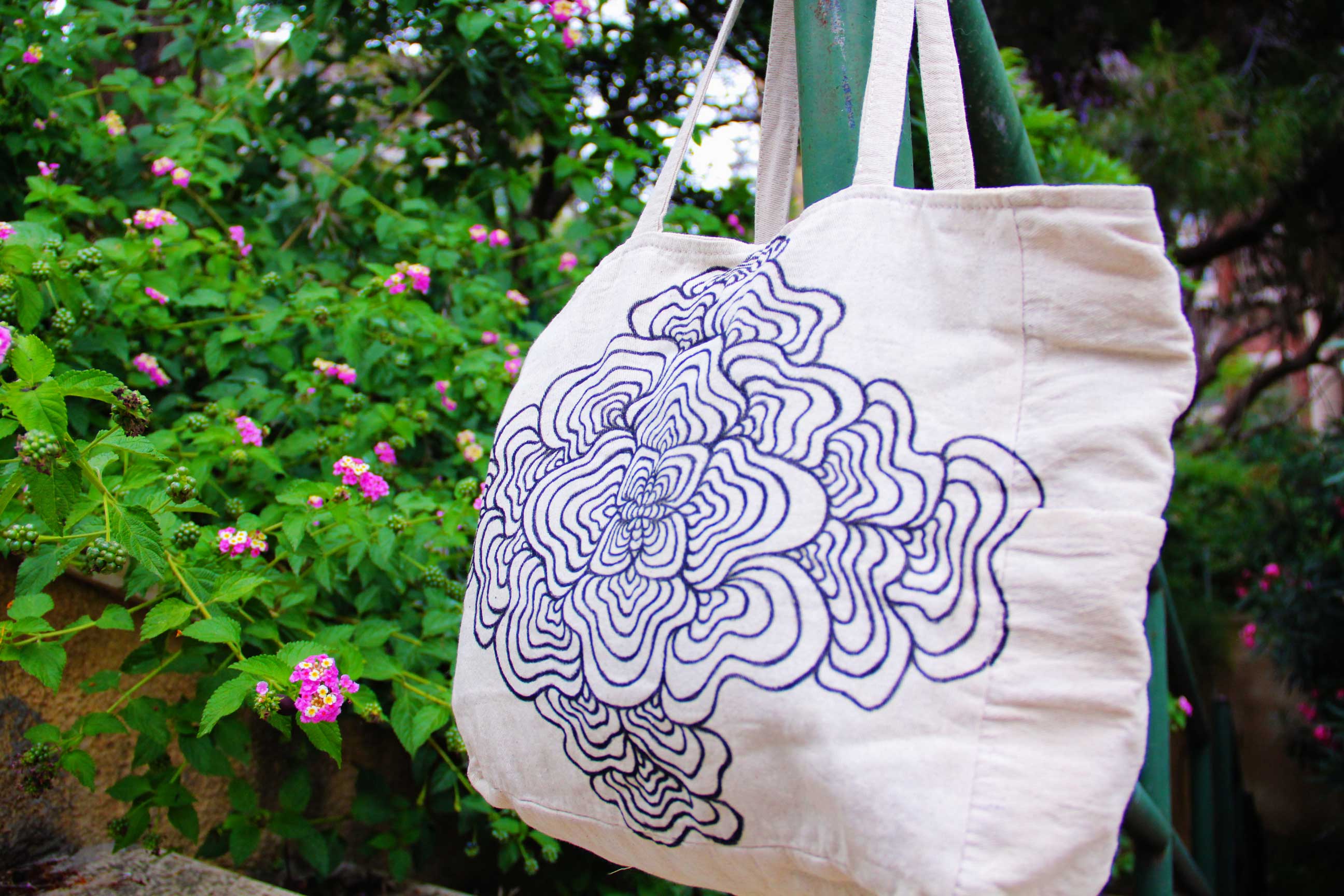 Hand-Painted Nature-Inspired Tote Bag