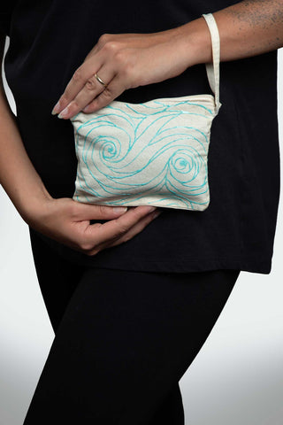 Mini Spiral Pouch – Blue Neon Line Art (One of a Kind) - Crystel Samia Universe