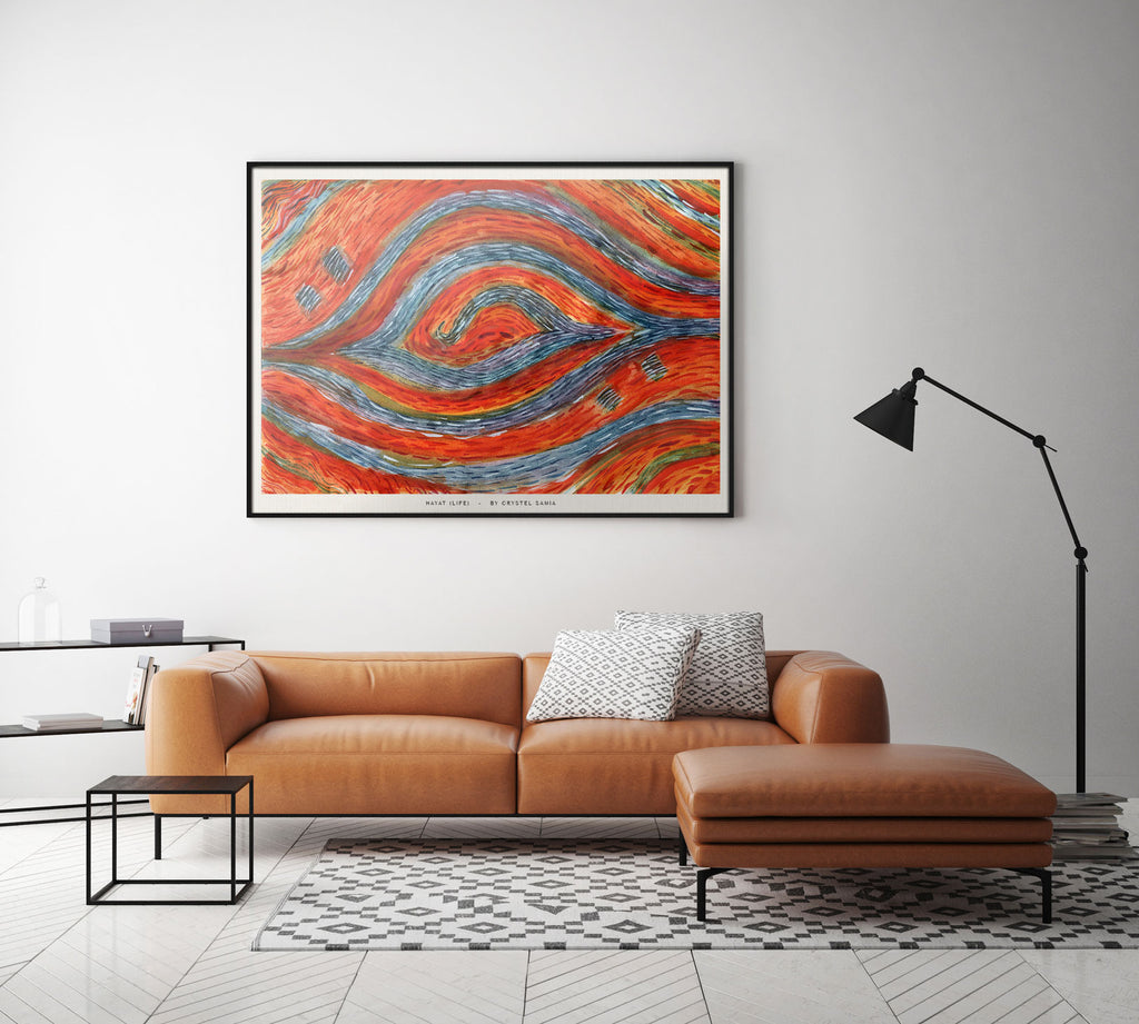 "Hayat - Lifet" limited Art Print Artwork line Art patterns colorful Signed by Artist organic visionary home decoration wall hangings watercolor from original calligraphy