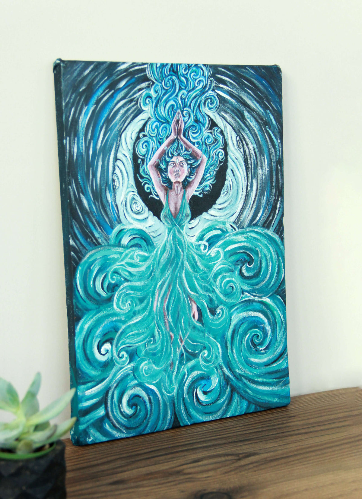 The Goddess of the Moon and Sea - Acrylic on Canvas 30x40 cm, Original Painting - Crystel Samia Universe