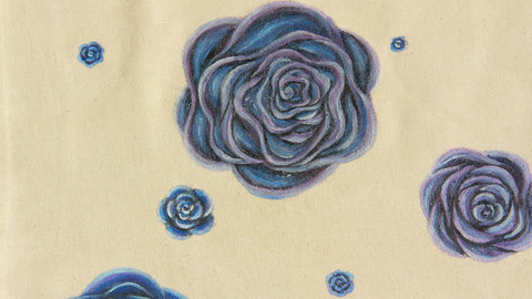 Roses are Blue | Hand Painted Linen Tote Bag | 100% Cotton - Crystel Samia Universe