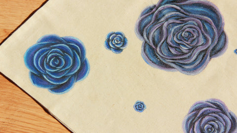 Roses are Blue | Hand Painted Linen Tote Bag | 100% Cotton - Crystel Samia Universe