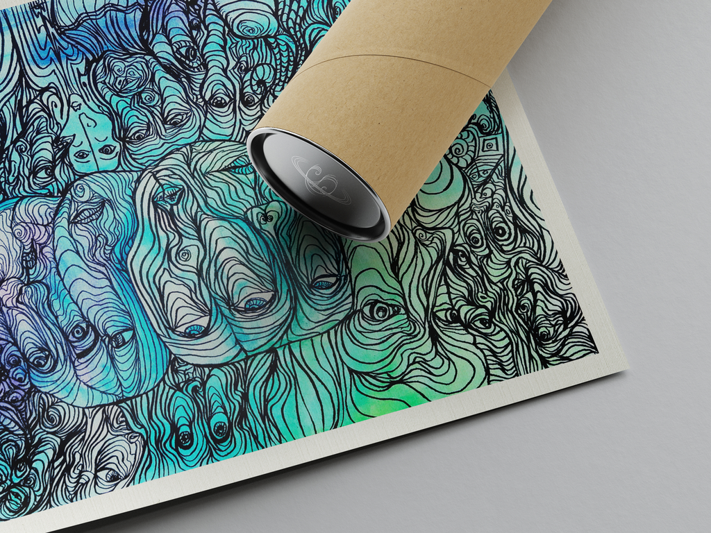 "II See Possibilities" limited Art Print Artwork line Art patterns colorful Signed by Artist organic visionary home decoration wall hangings watercolor and ink from original