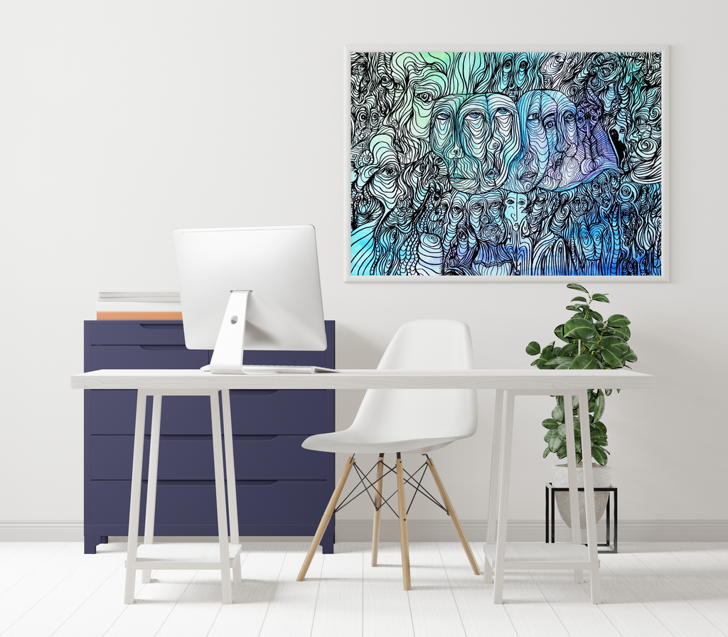 "II See Possibilities" limited Art Print Artwork line Art patterns colorful Signed by Artist organic visionary home decoration wall hangings watercolor and ink from original