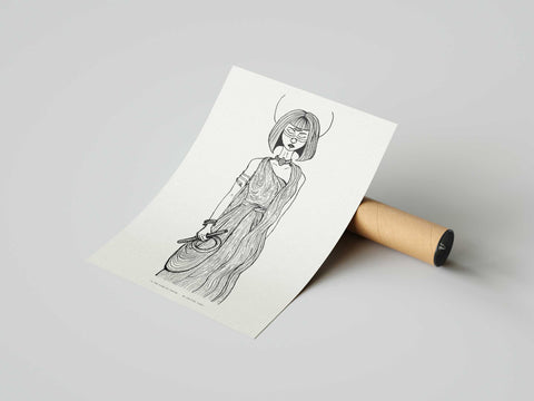 In the Name of Ishtar - Ink on Paper |  Limited Prints from Original Hand-Drawn | Canvas Paper Print - Crystel Samia Universe