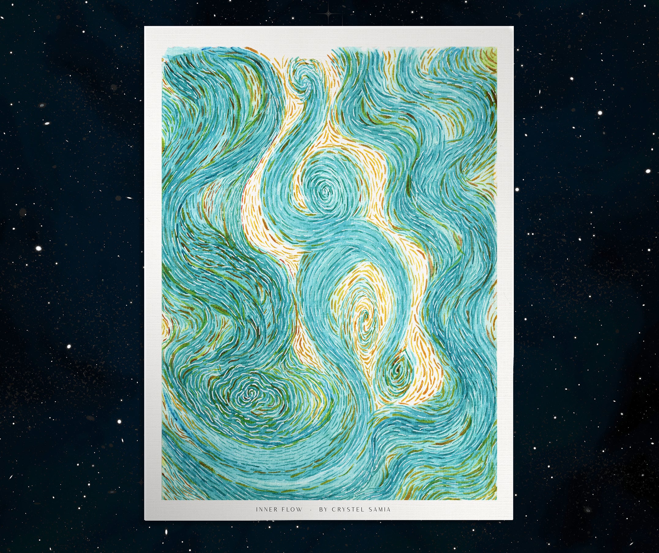 "Inner Flow" limited Art Print Artwork line Art patterns colorful Signed by Artist organic visionary home decoration wall hangings watercolor from original