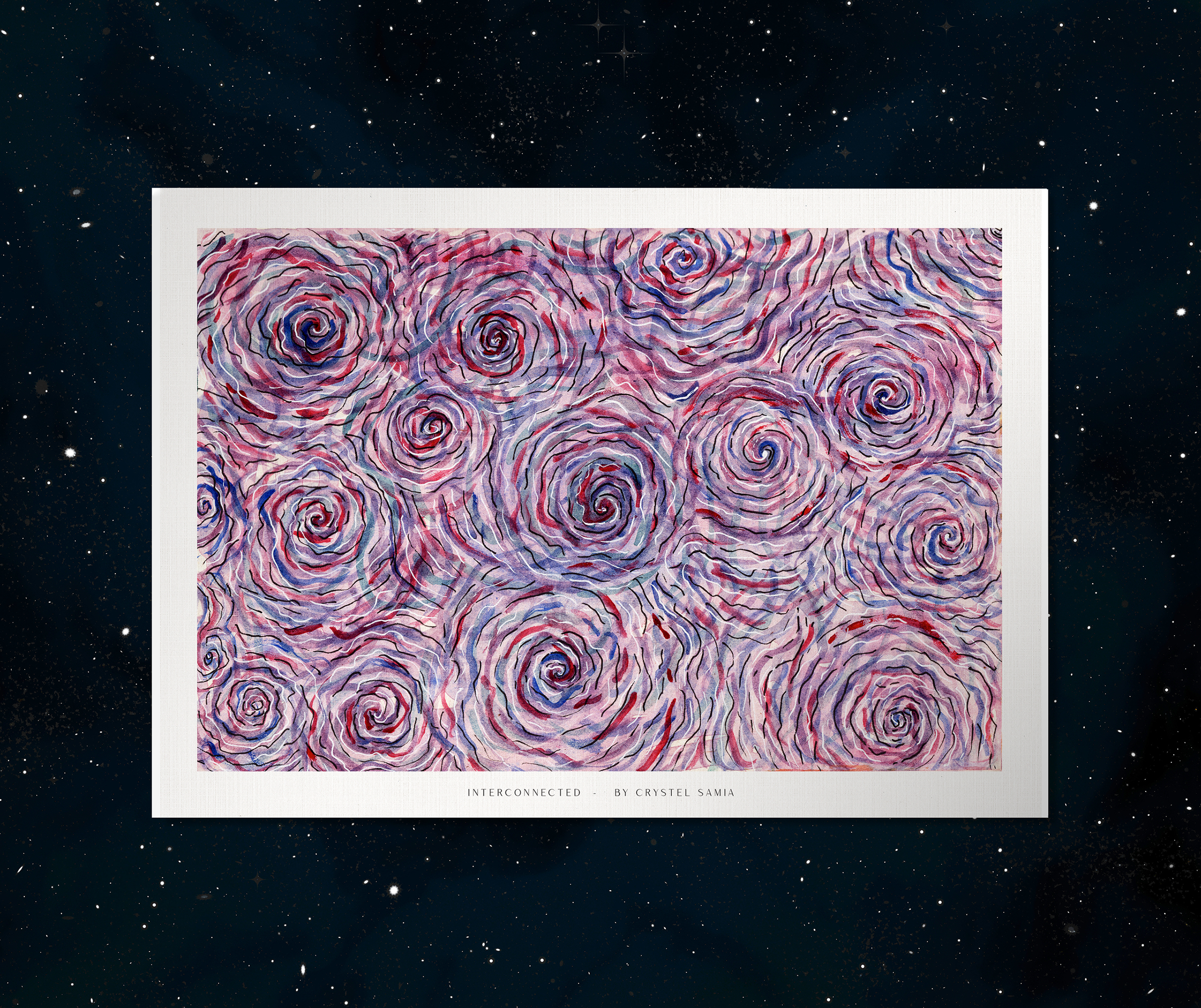 "Innterconnected" limited Art Print Artwork line Art patterns colorful Signed by Artist organic visionary home decoration wall hangings watercolor and ink from original