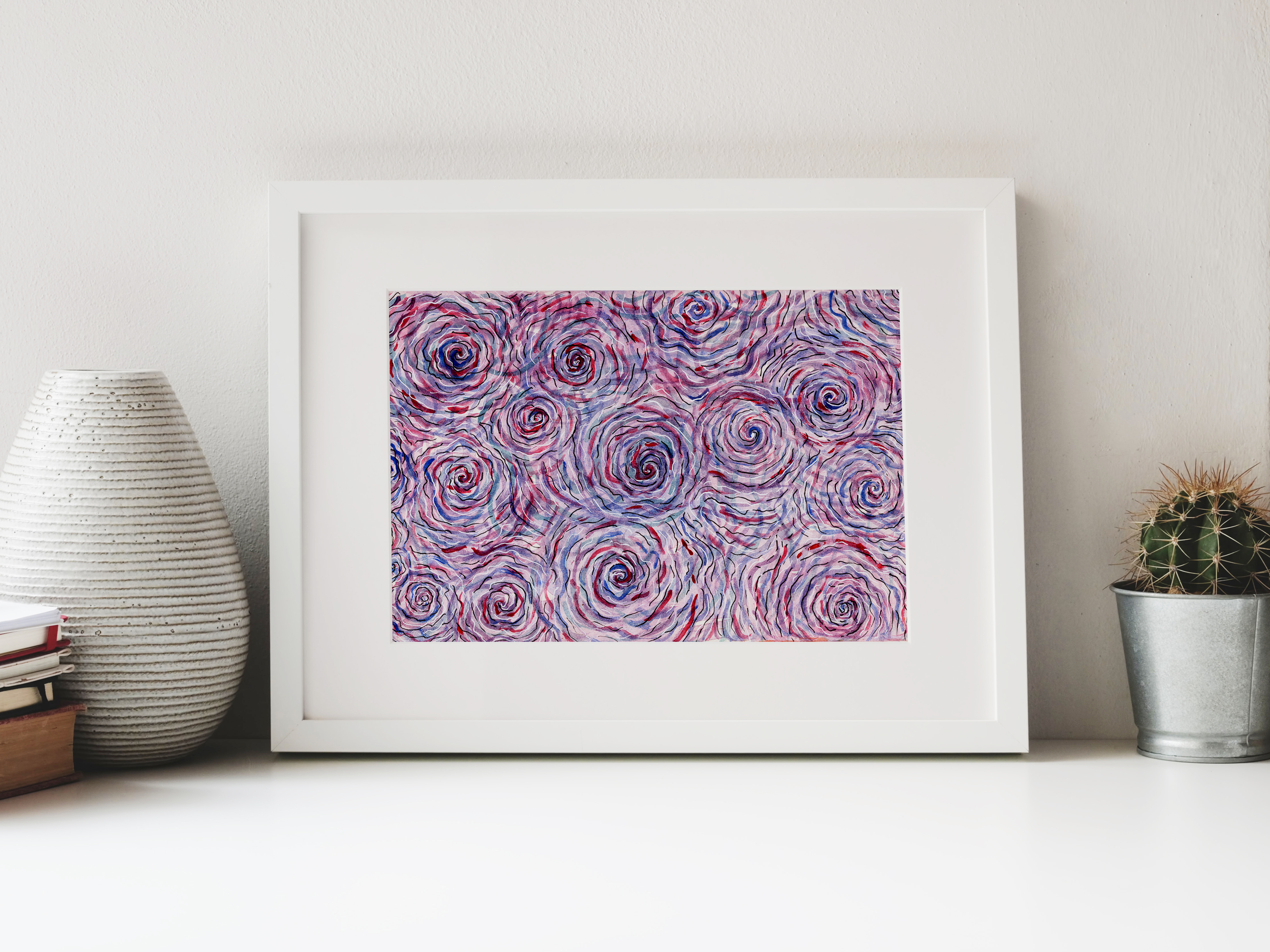 "Innterconnected" limited Art Print Artwork line Art patterns colorful Signed by Artist organic visionary home decoration wall hangings watercolor and ink from original