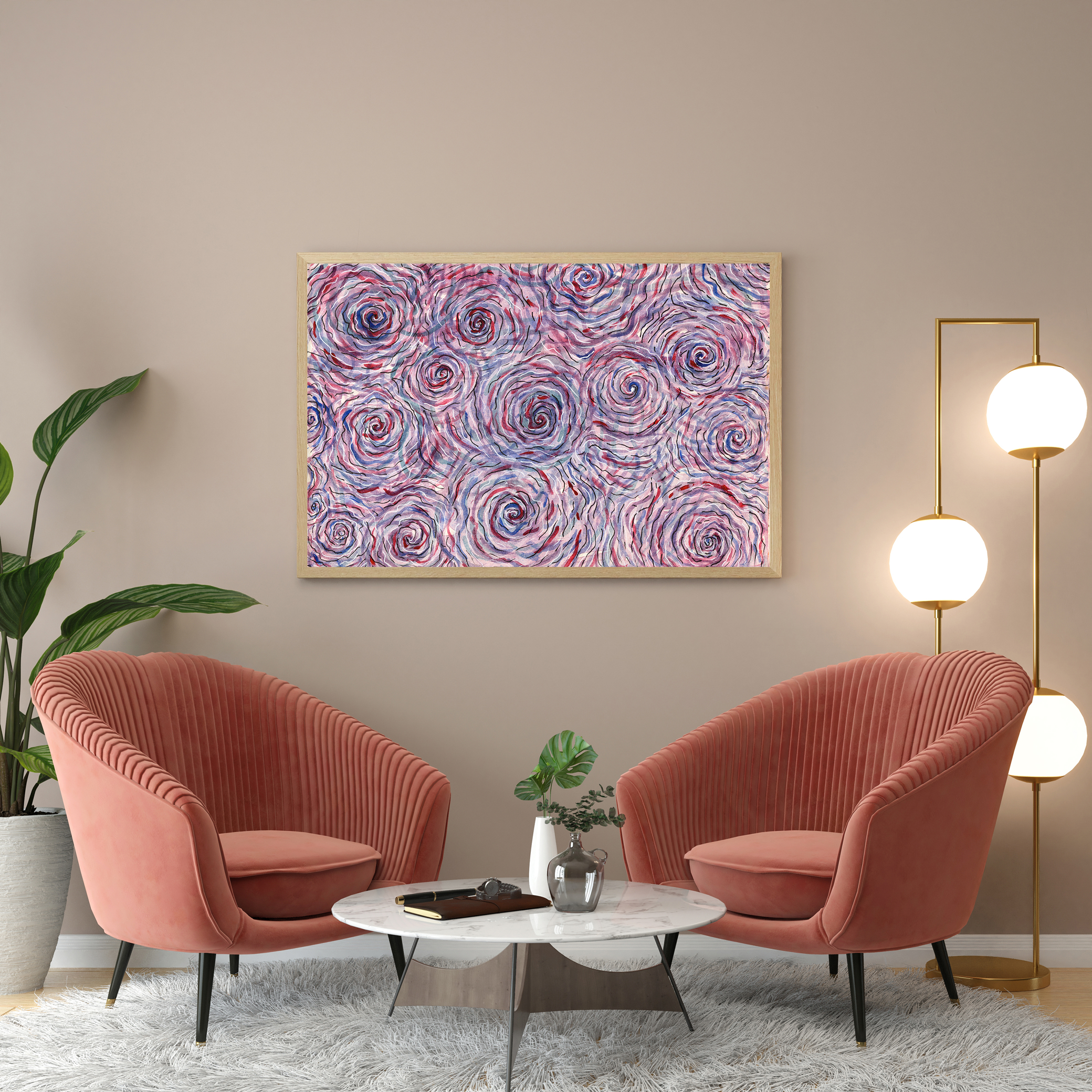 "Innterconnected" limited Art Print Artwork line Art patterns colorful Signed by Artist organic visionary home decoration wall hangings watercolor and ink from original