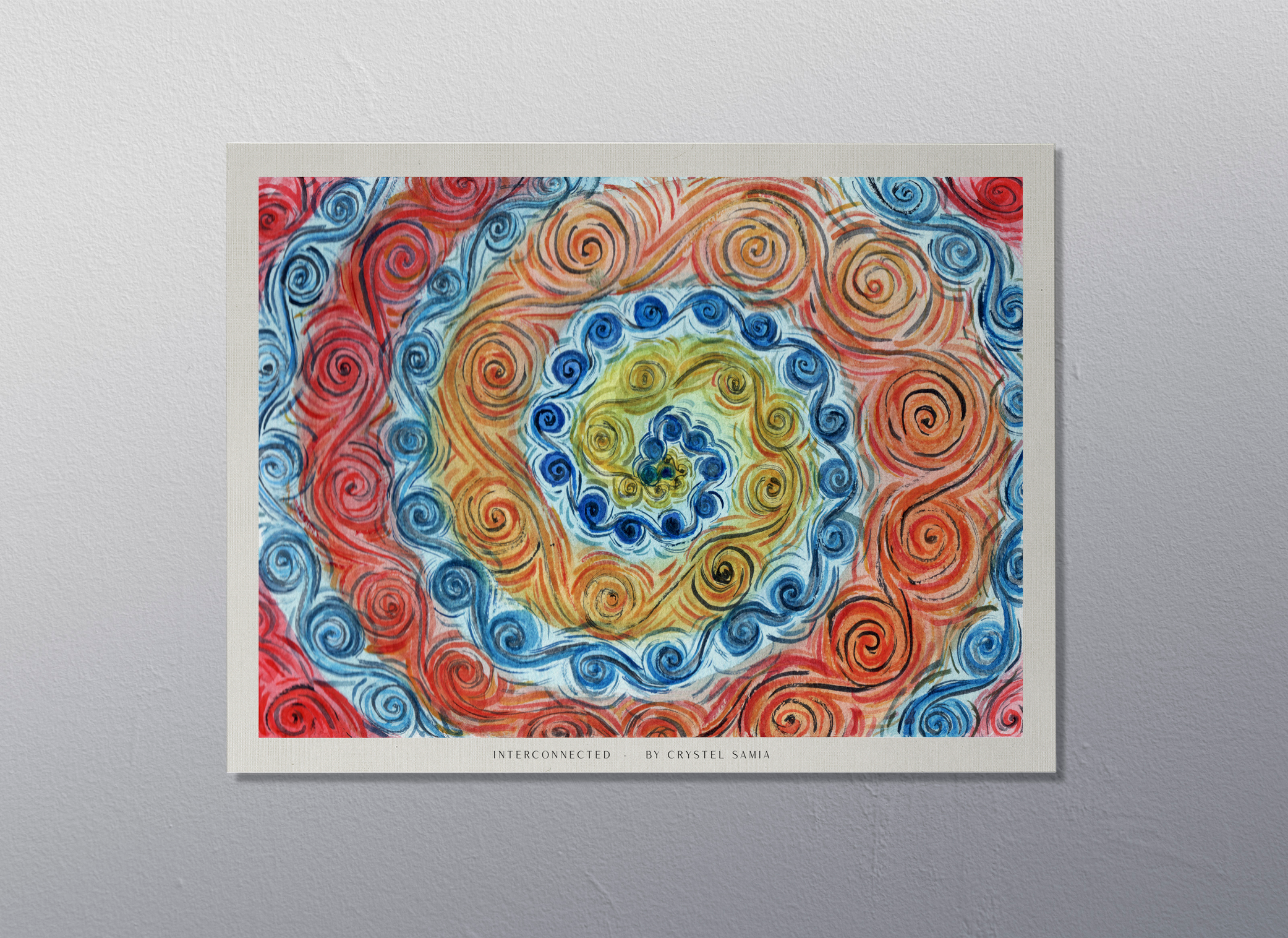 "Hold My Hand" limited Art Print Artwork line Art patterns colorful Signed by Artist organic visionary home decoration wall hangings watercolor from original