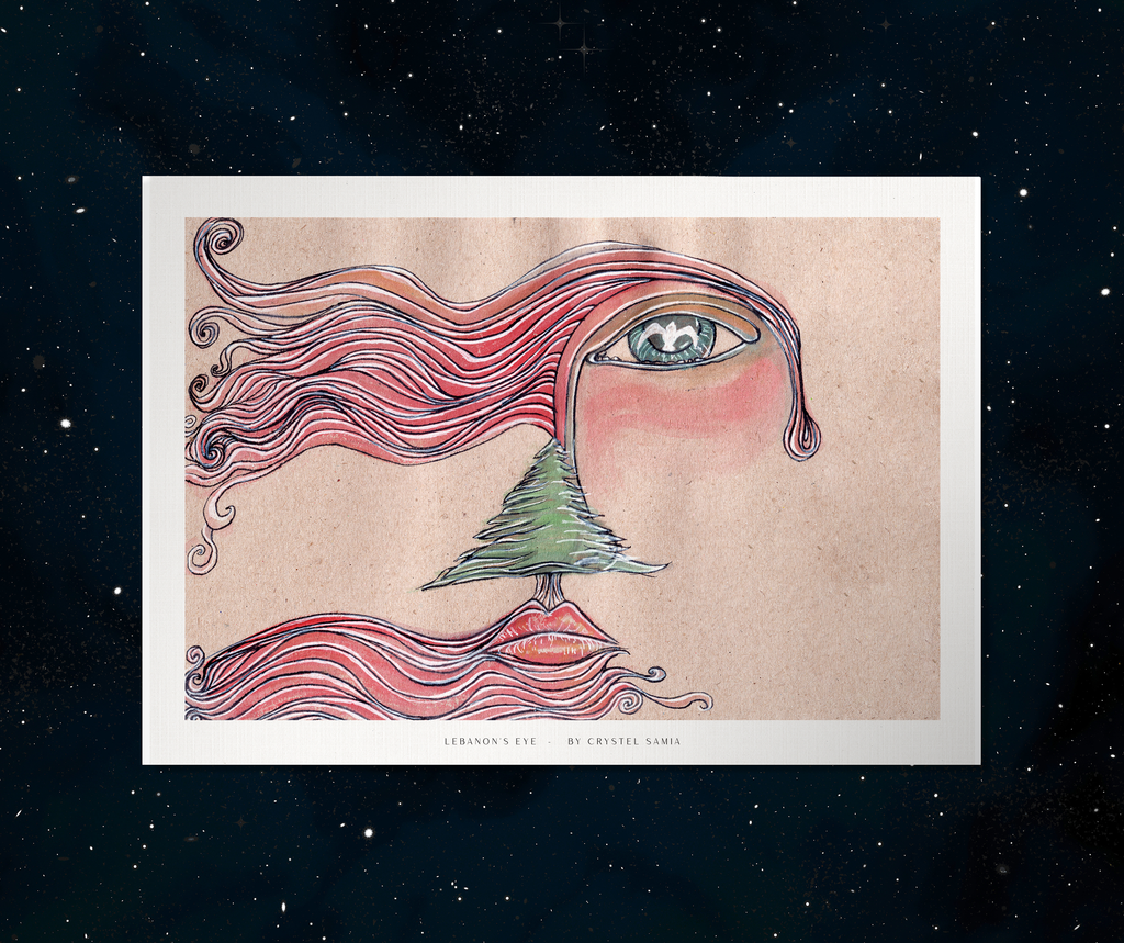 "Lebanon's Eye" limited Art Print Artwork line Art patterns colorful Signed by Artist organic visionary home decoration wall hangings watercolor and ink from original