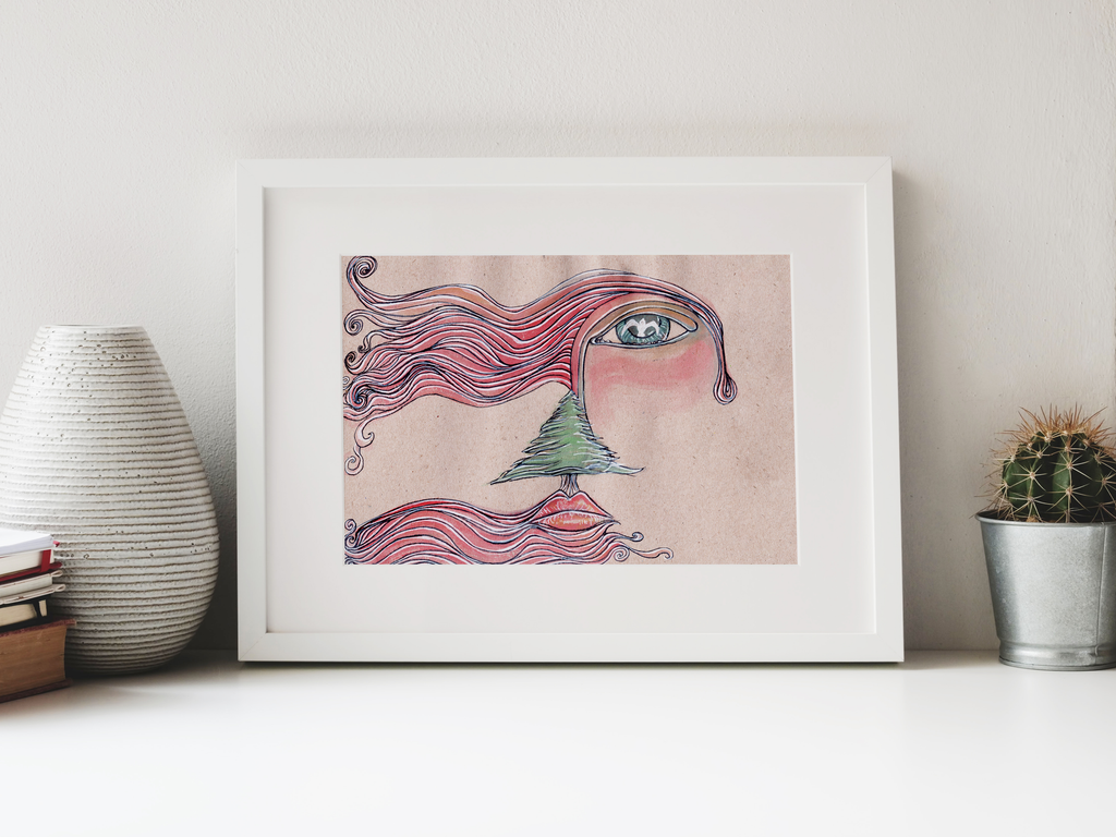 "Lebanon's Eye" limited Art Print Artwork line Art patterns colorful Signed by Artist organic visionary home decoration wall hangings watercolor and ink from original