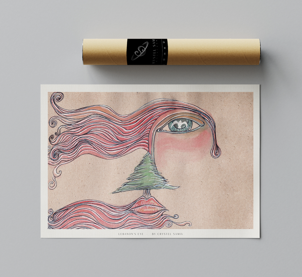 "Lebanon's Eye" limited Art Print Artwork line Art patterns colorful Signed by Artist organic visionary home decoration wall hangings watercolor and ink from original