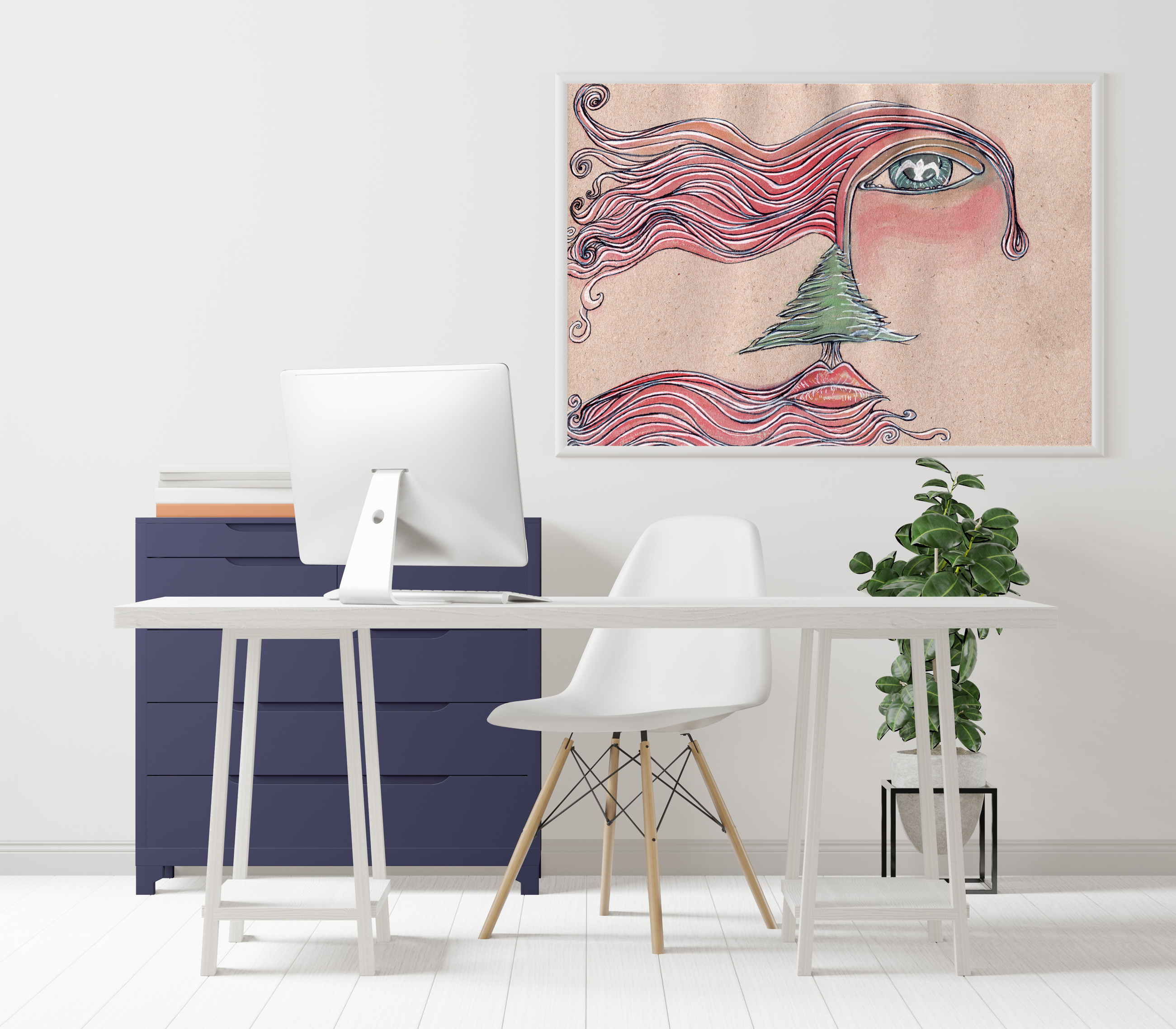 "Lebanon's Eye" limited Art Print Artwork line Art patterns colorful Signed by Artist organic visionary home decoration wall hangings watercolor and ink from original