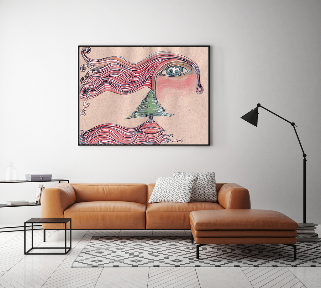 "Lebanon's Eye" limited Art Print Artwork line Art patterns colorful Signed by Artist organic visionary home decoration wall hangings watercolor and ink from original