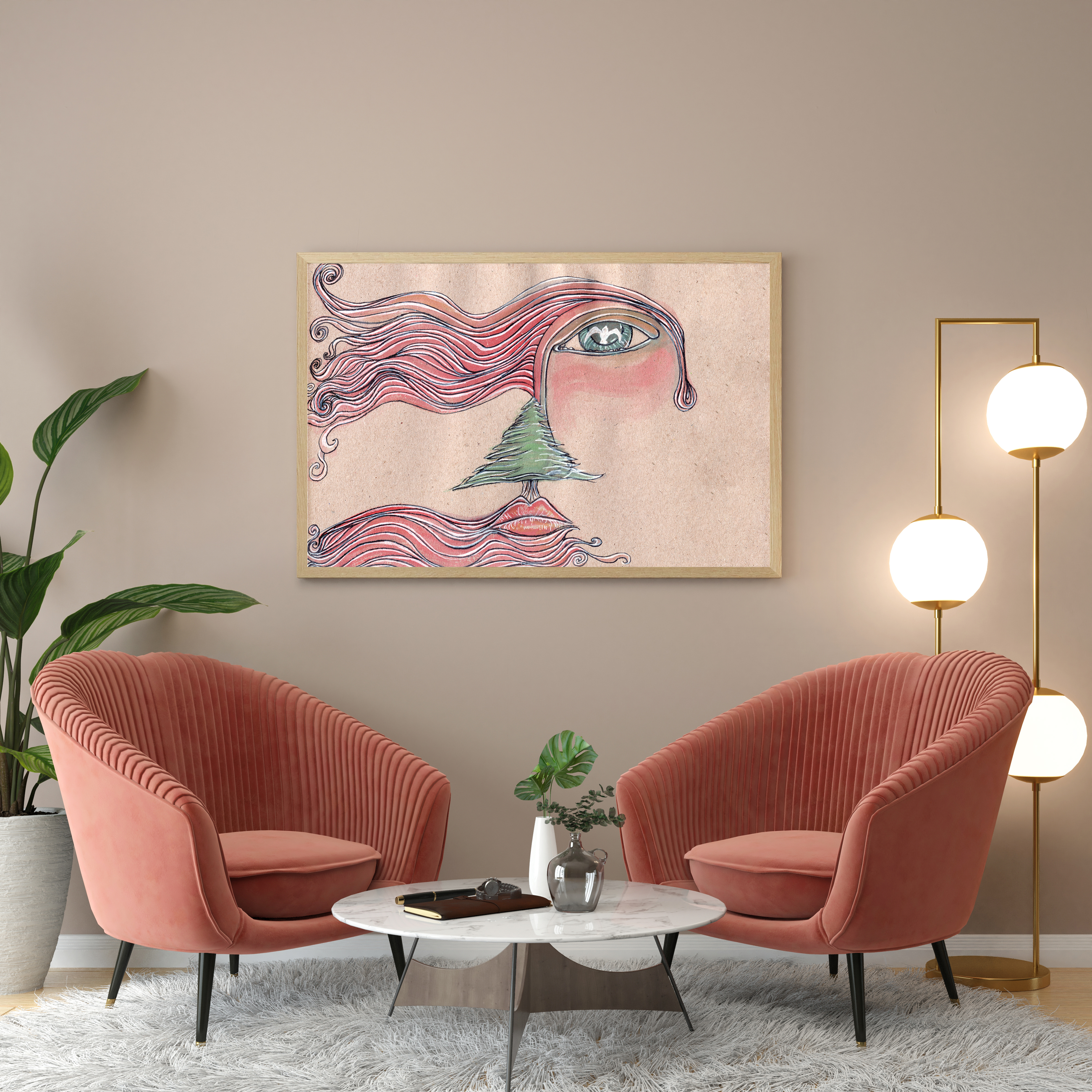 "Lebanon's Eye" limited Art Print Artwork line Art patterns colorful Signed by Artist organic visionary home decoration wall hangings watercolor and ink from original