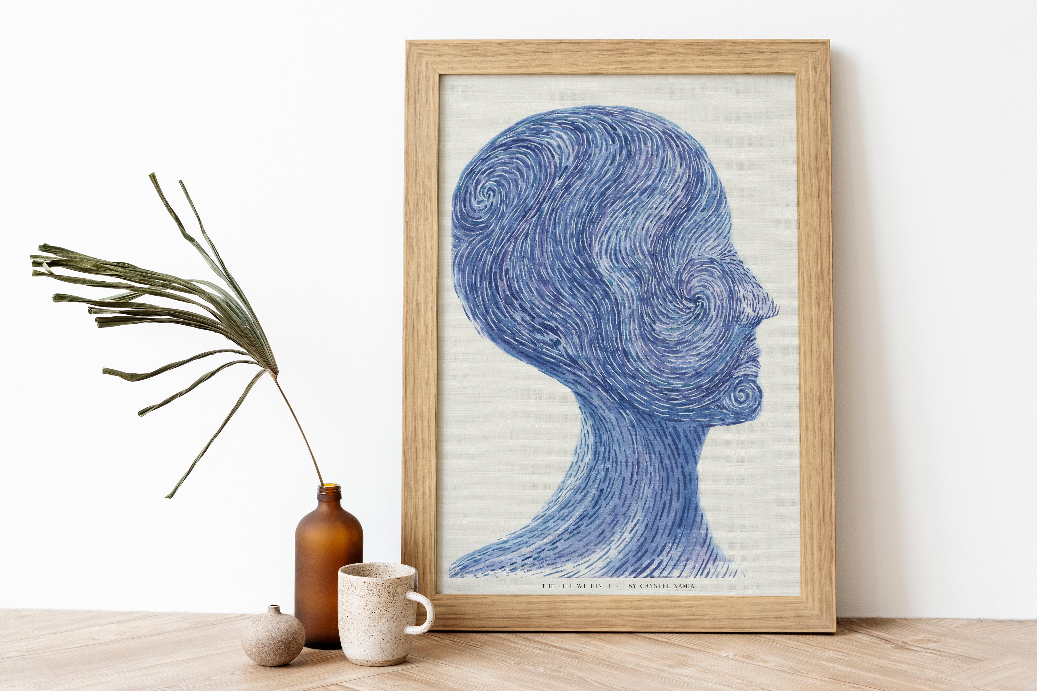 The Life Within I - Watercolor on Paper |  Limited Prints from Original Hand-Painted signed by artist spiral blue purple peaceful