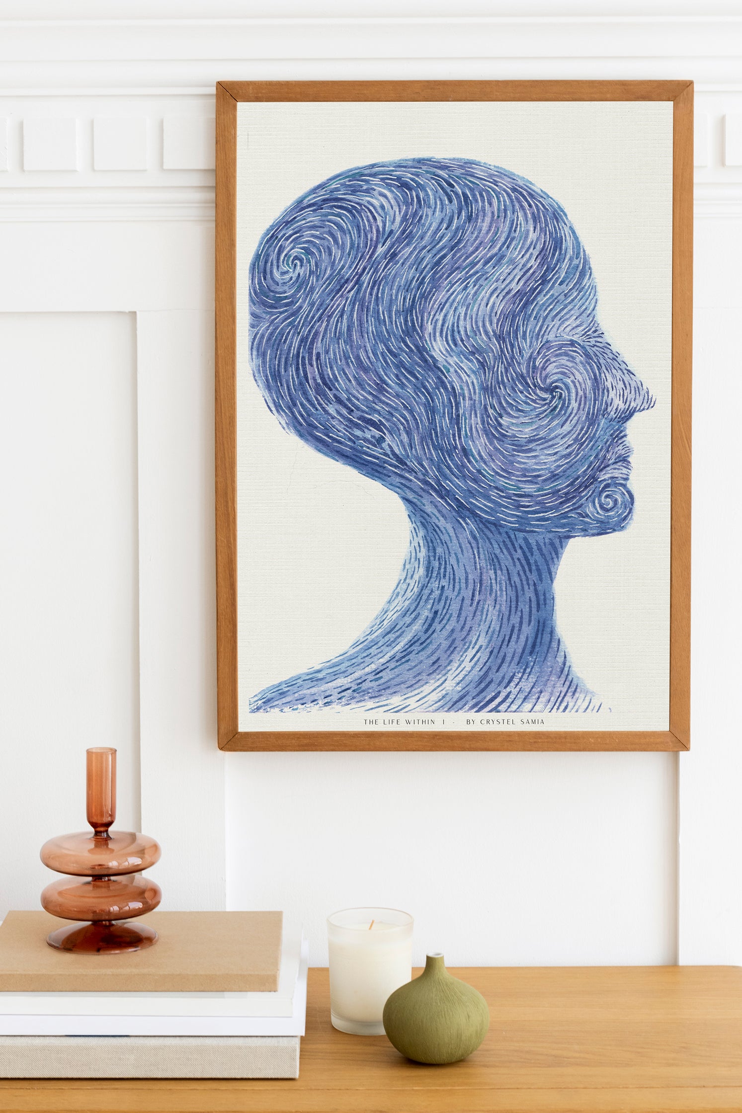 The Life Within I - Watercolor on Paper |  Limited Prints from Original Hand-Painted signed by artist spiral blue purple peaceful