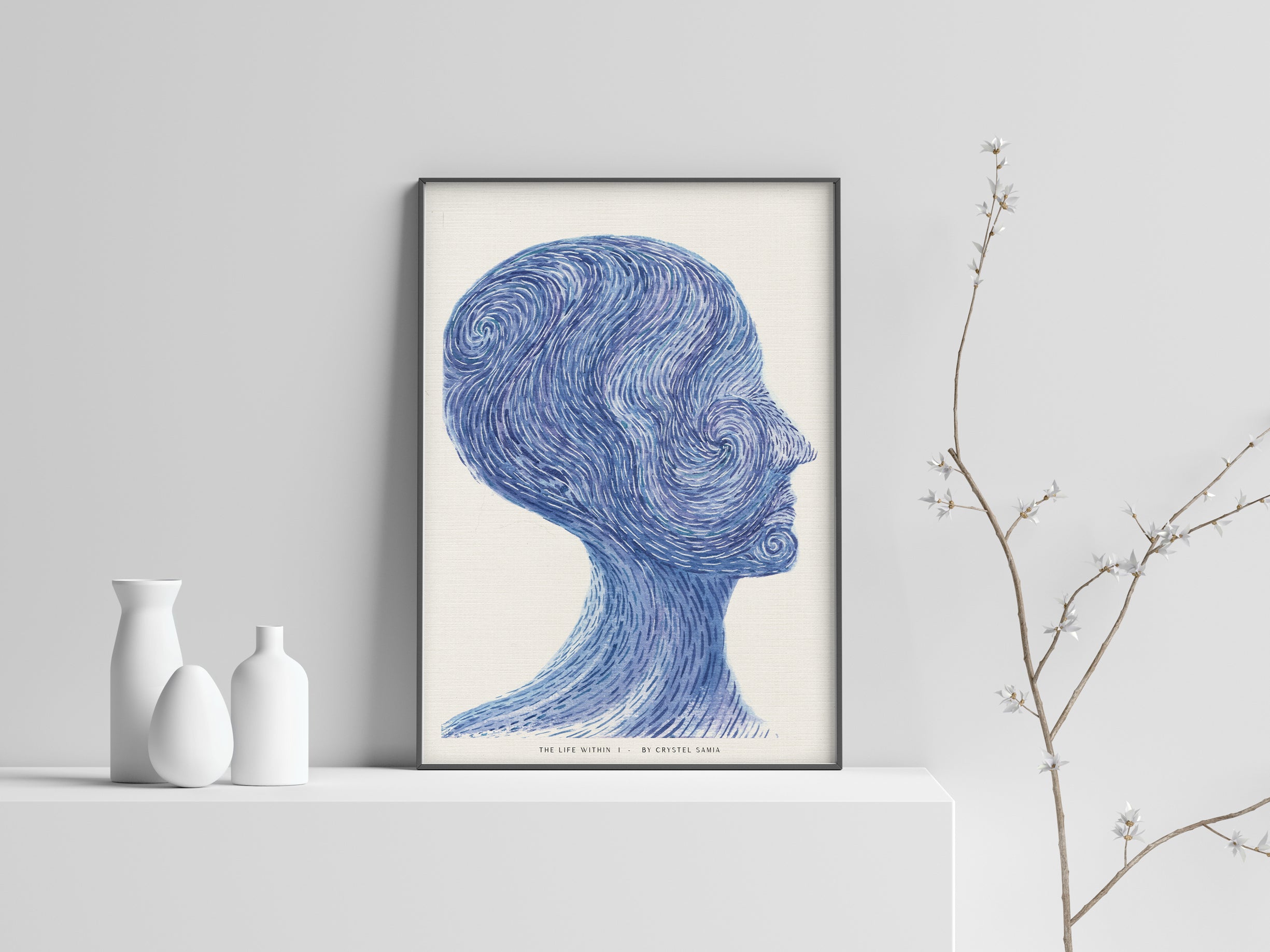 The Life Within I - Watercolor on Paper |  Limited Prints from Original Hand-Painted signed by artist spiral blue purple peaceful