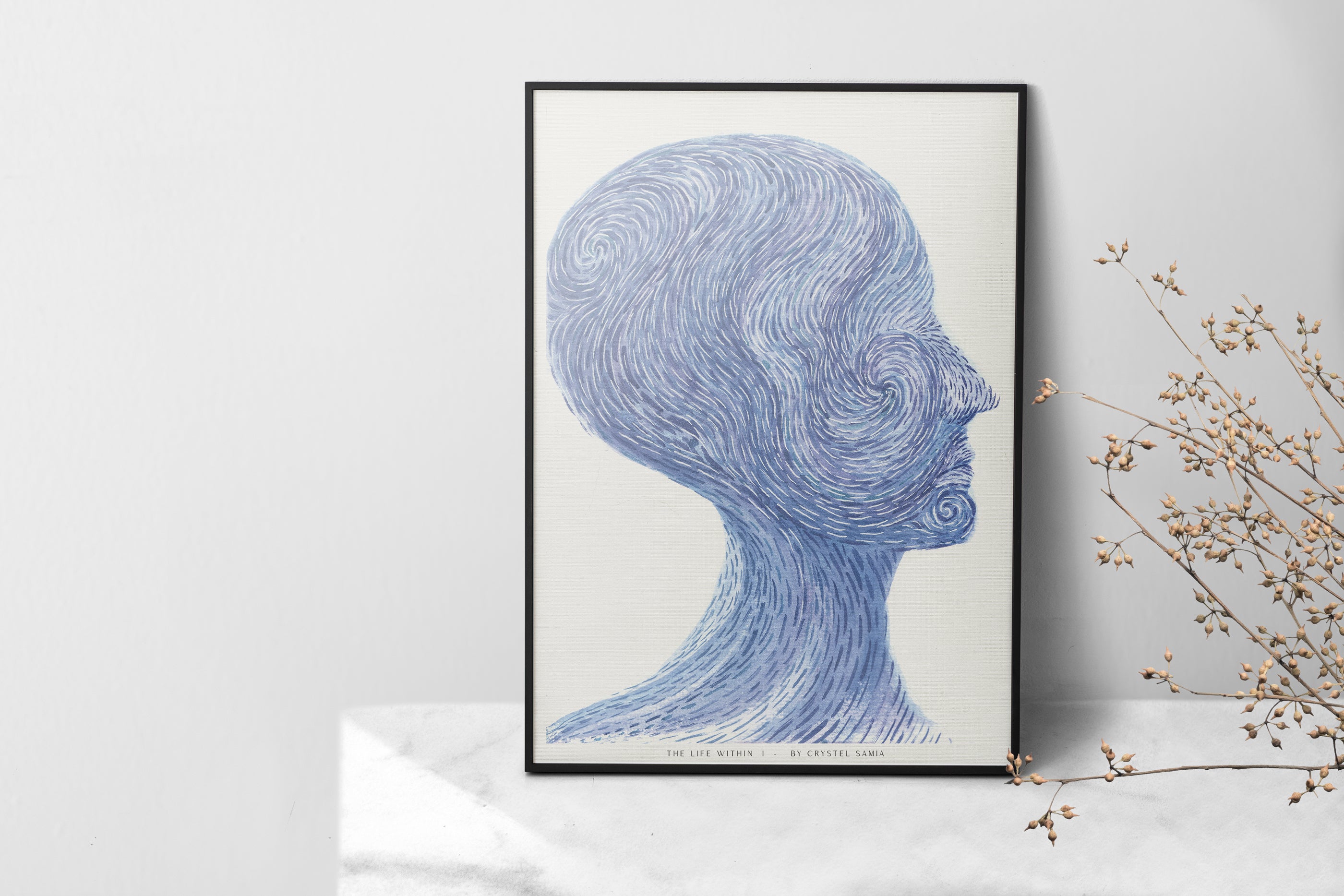 The Life Within I - Watercolor on Paper |  Limited Prints from Original Hand-Painted signed by artist spiral blue purple peaceful