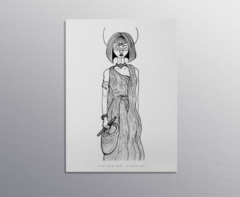 In the Name of Ishtar - Ink on Paper |  Limited Prints from Original Hand-Drawn | Canvas Paper Print - Crystel Samia Universe